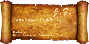 Jassinger Fidél névjegykártya